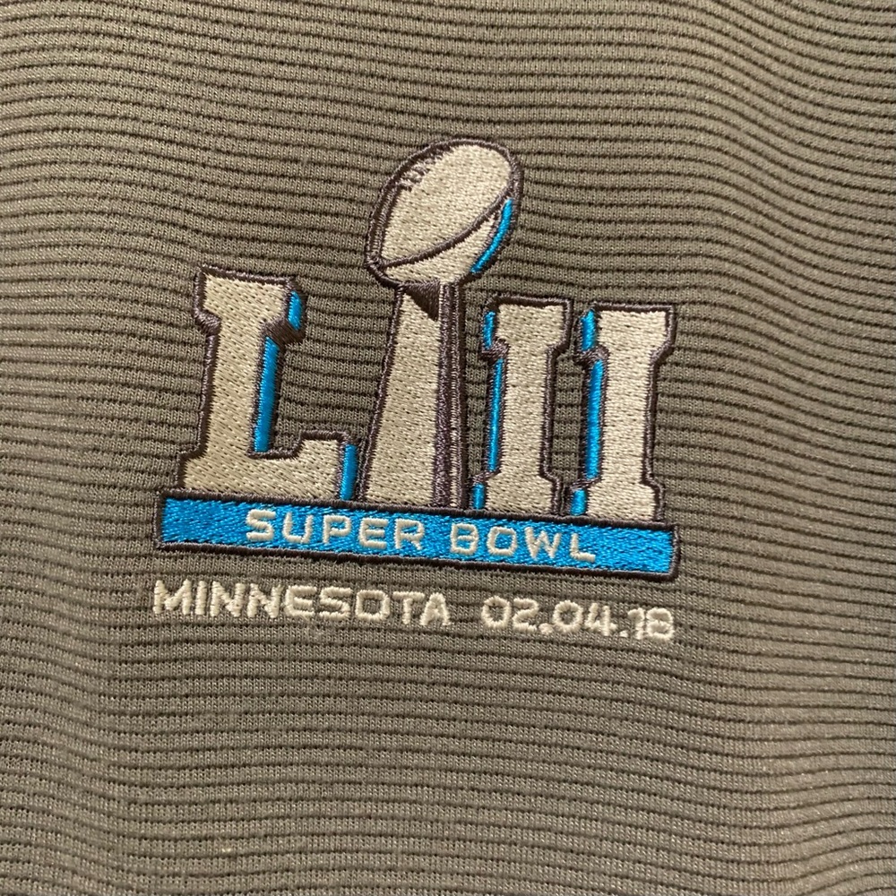 NFL SUPER BOWL 52 PULLOVER HALFZIP HAS LOGO & DATED OFFICIAL STADIUM BOUGHT NWOT